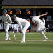 Monty Panesar bowling at Saffron Walden. Picture: IAIN WALKER