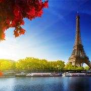 Autumn in Paris and the iconic Eiffel Tower in the distance