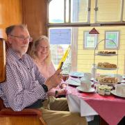 Dunmow Probus Club members enjoying an afternoon tea on the train