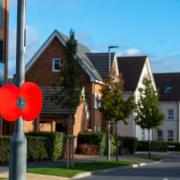 A lamppost poppy at a Barratt and David Wilson Homes development