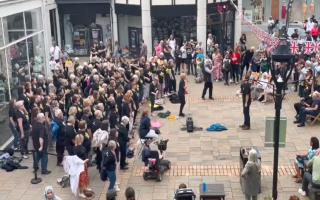 The Rock Choir flash mob with participants from Saffron Walden and Great Dunmow in Colchester