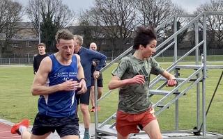 Arron Clark of Grange Farm & Dunmow Runners (left) is beaten into second place by Oscar Graham-Pereira. Picture: GFDR