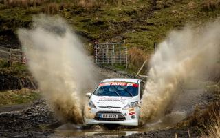 Alfie Hammond makes a splash at the Rallynuts Stages rally in Wales. Picture: FLAT SHIFT MEDIA