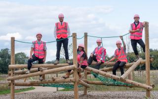 The Great Dunmow Grange site team wearing pink PPE