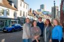 Traders in St Peter's Street, Ipswich - Cathy Frost, Beth Tchie, Mark Hubert, Karen Stewart and Zoe Woods