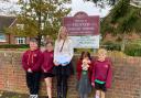 Teddy, Darcy, Felsted Primary headteacher Bryony Collins, Aria and Arlo