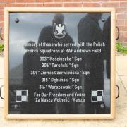 The plaque remembering the Polish Squadron at Andrewsfield