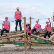 The Great Dunmow Grange site team wearing pink PPE