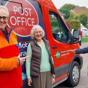 Cllr John Evans, Stebbing parish Cllr Christina Cant and Cllr Neil Reeve at the Mobile Post Office