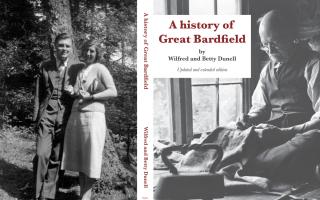 Wilfred and Betty Dunell, and the book cover for 'A History of Great Bardfield'